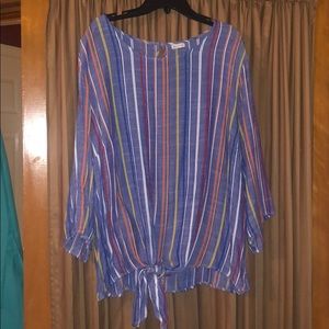 Multi-color vertical pin stripe shirt